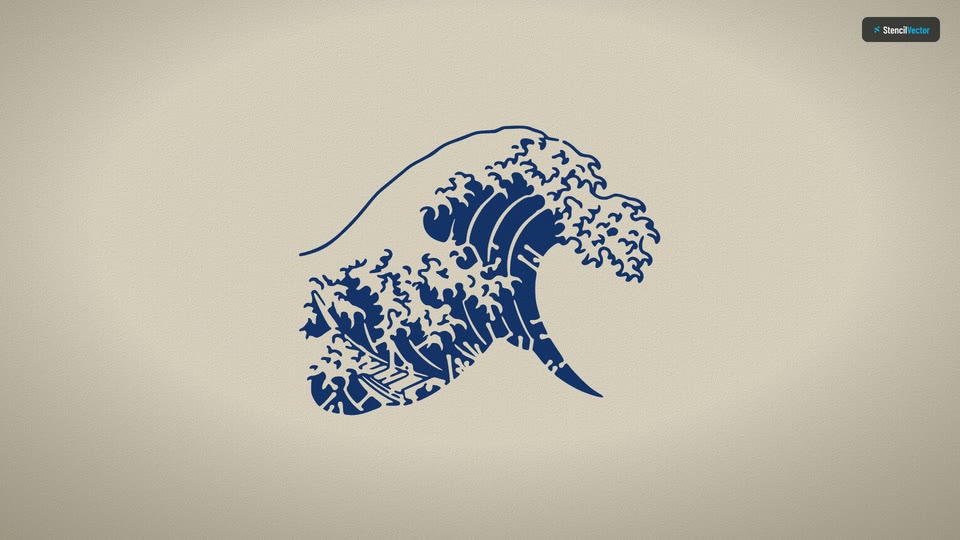 Vidéo : la Grande Vague d’Hokusai devient un pochoir avec ponts dans le Stencil Maker, puis est découpée au laser et peinte à la bombe