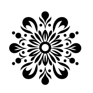 DALL·E 2023-12-03 04.50.56 - A simple and connected flower stencil design, ideal for laser cutting, with no isolated parts, in black on a white background, 50x50 cm size, suitable